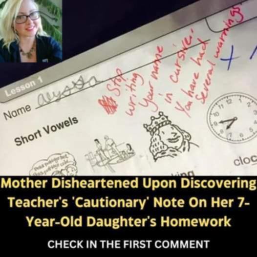 Mom Angry After Finding Teacher’s ‘Warning’ Note on Her 7-Year-Old Daughter’s Homework